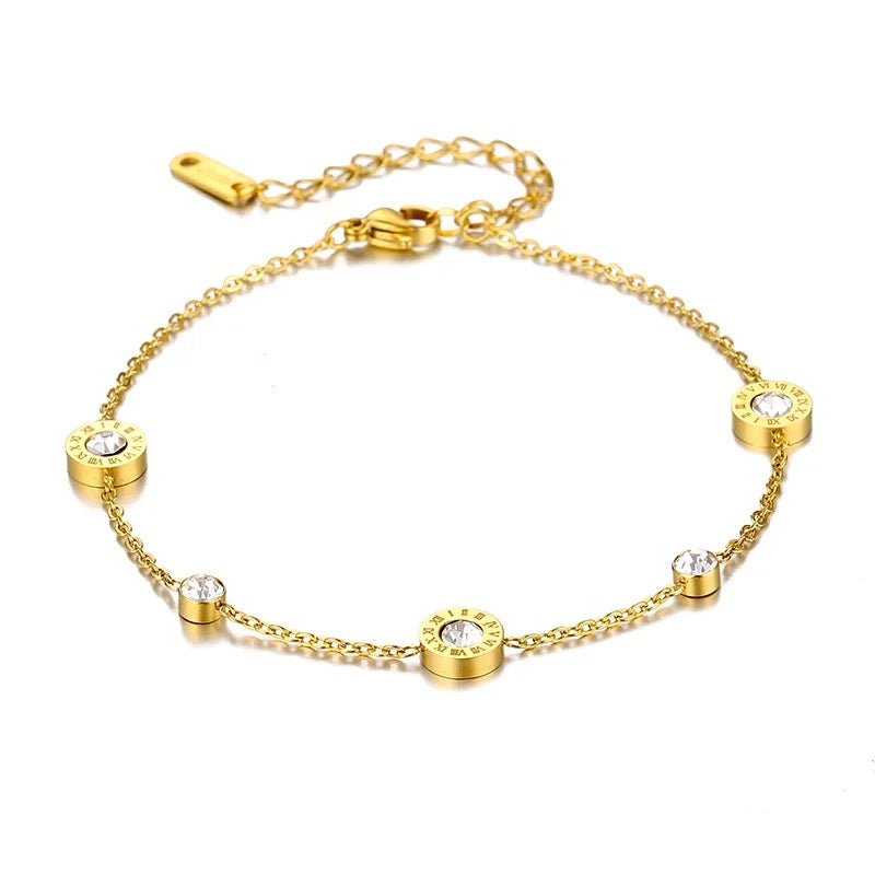 Roman diamond chain bracelet