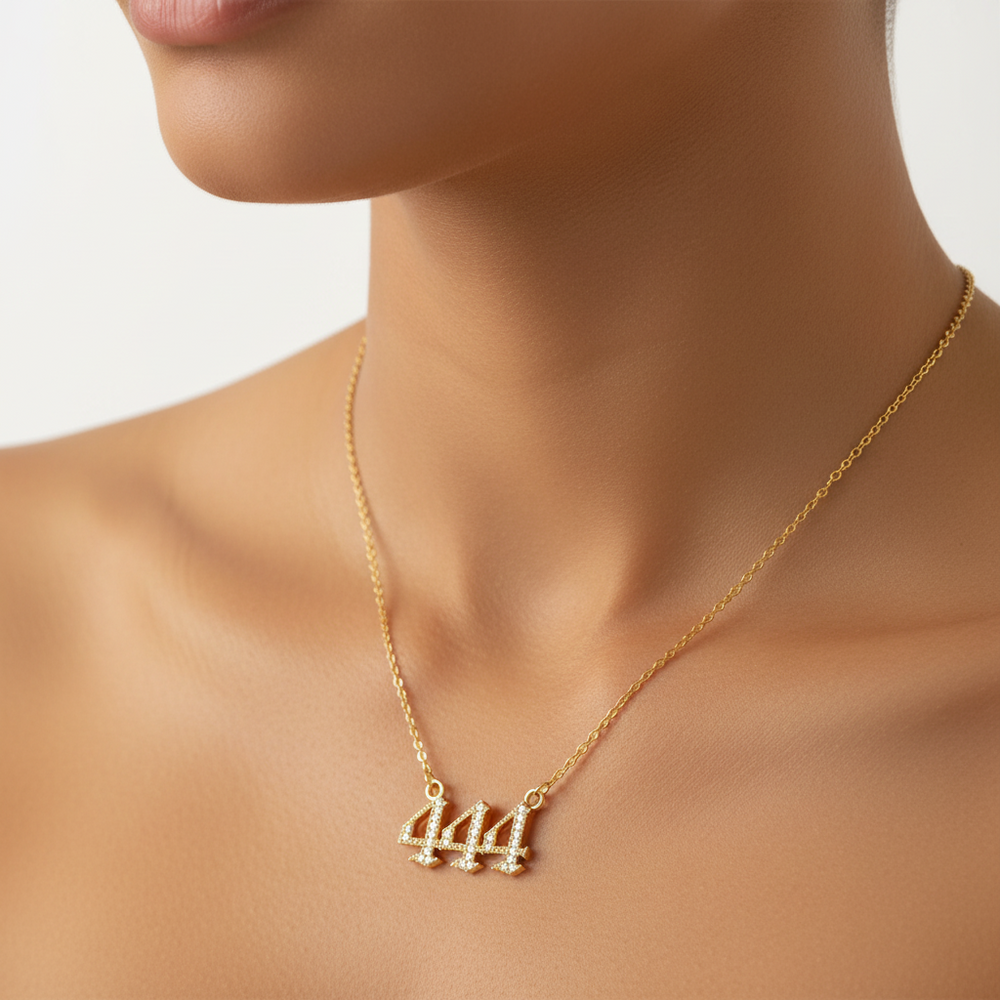 Iced out Angel number necklace