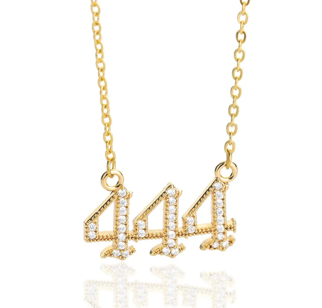 Iced out Angel number necklace