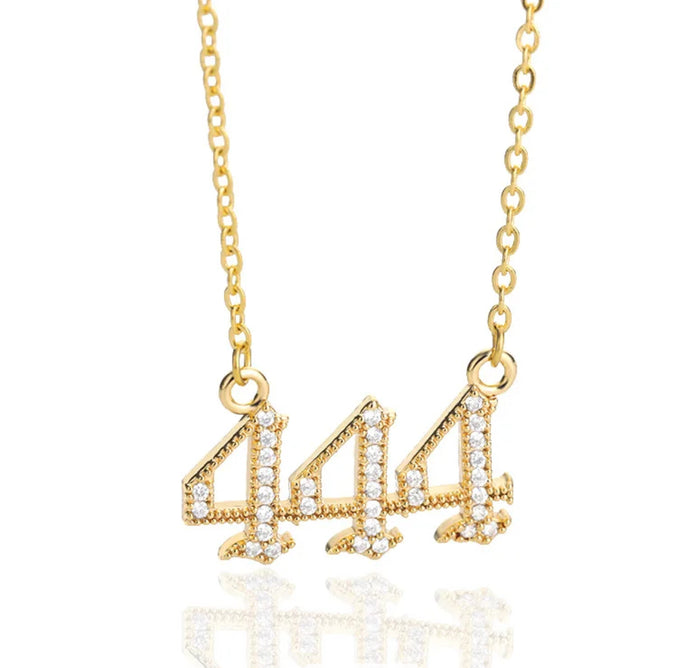 Iced out Angel number necklace