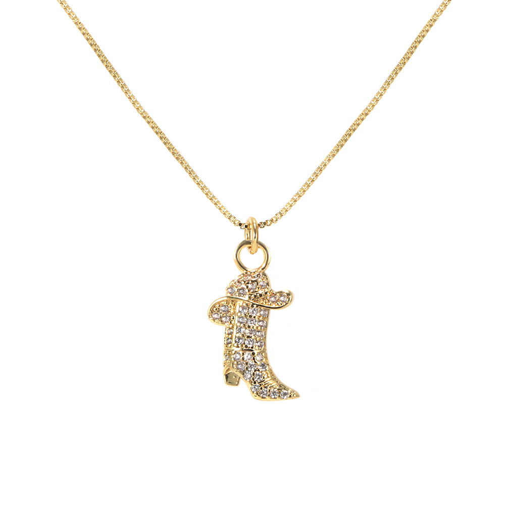 Pave cowgirl necklace