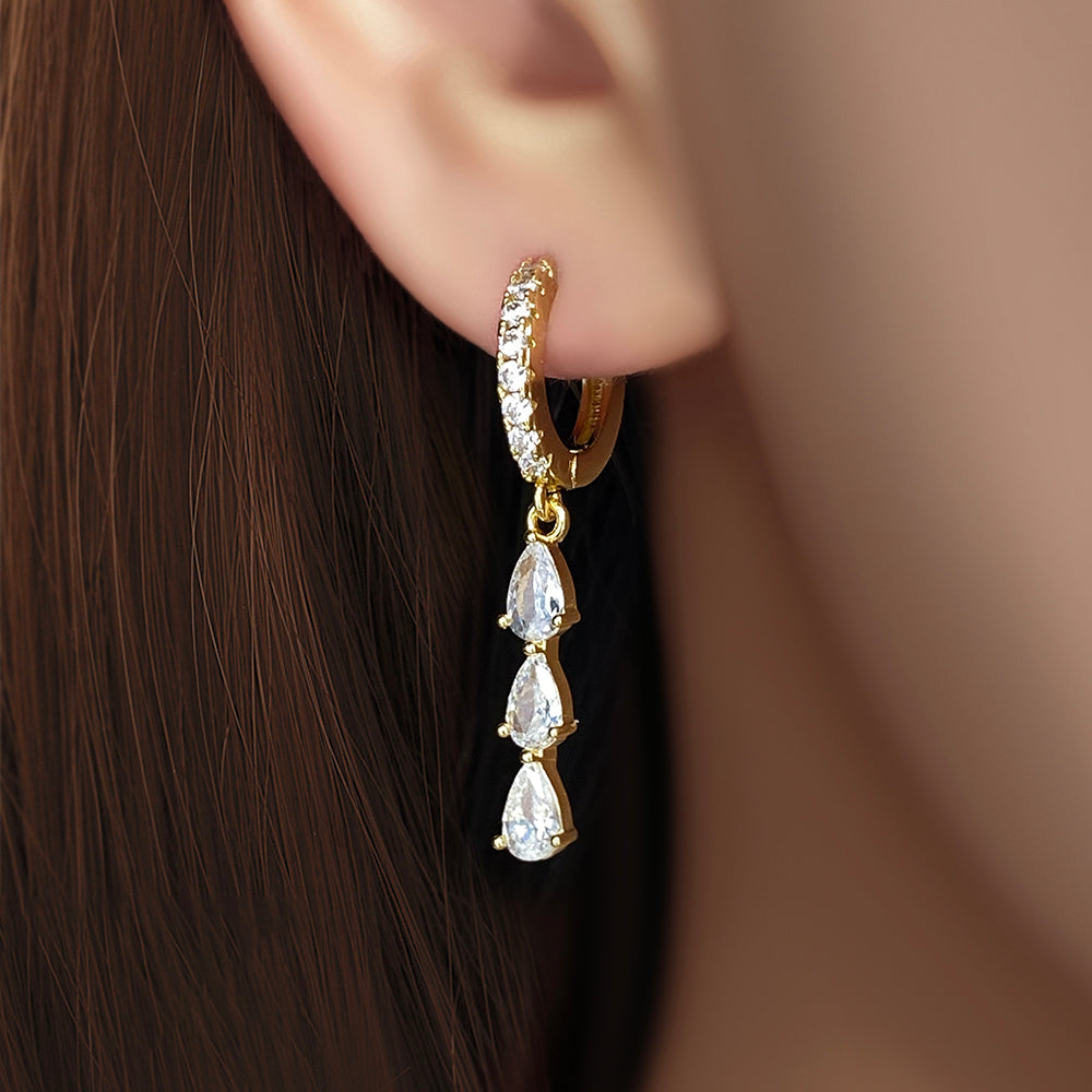 Trio Cz drop earrings