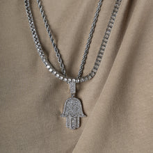 Load image into Gallery viewer, Iced Out Hamsa necklace
