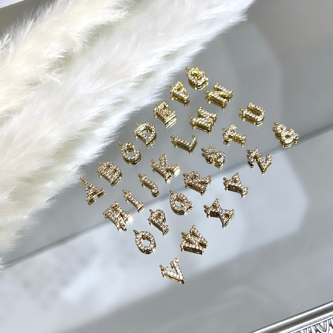 Iced out initial letter charms