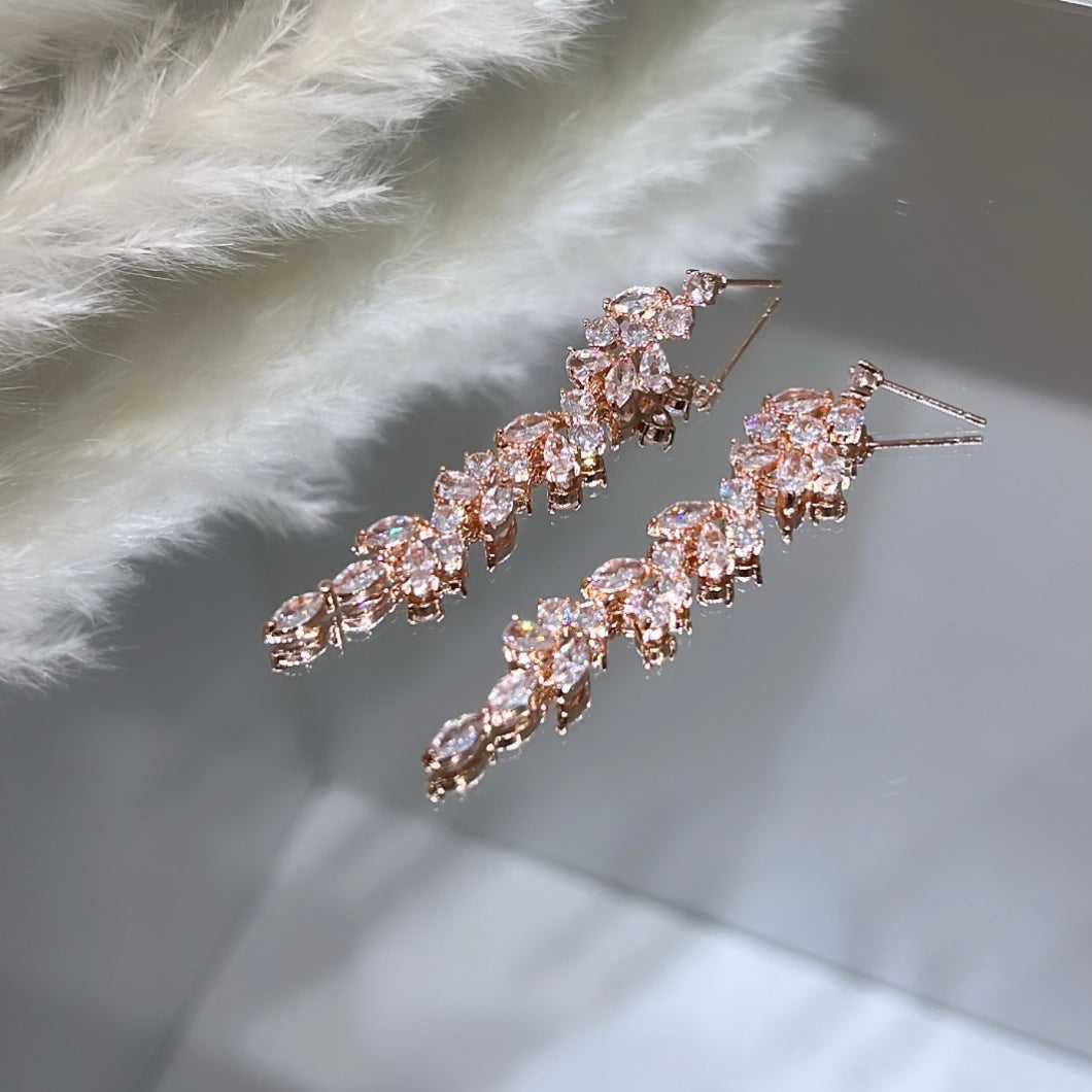 925 Diamond cluster drop earrings