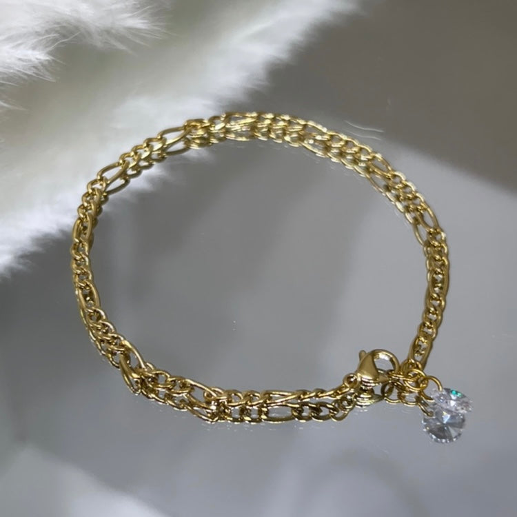 Drop crystal Figaro bracelet