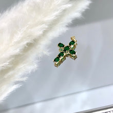 Load image into Gallery viewer, Emerald jewel cross charm
