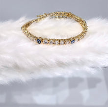 Load image into Gallery viewer, Evil Eye Tennis Bracelet | Gold
