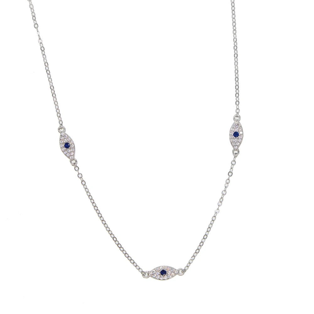 925 Dainty evil eye necklace